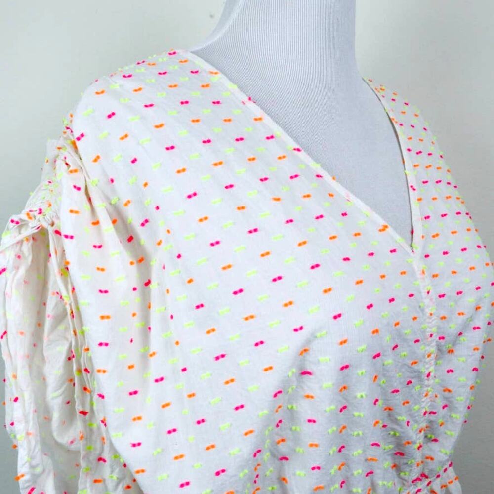 Lane Bryant Size 18/20 Plus Textured Peplum Blouse Dolman Sleeve White - Picture 7 of 11